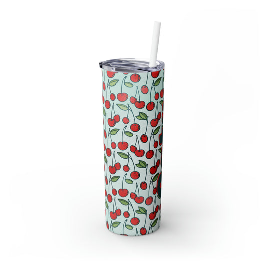 Cherries Personalized Skinny Steel Tumbler with Straw, 20oz