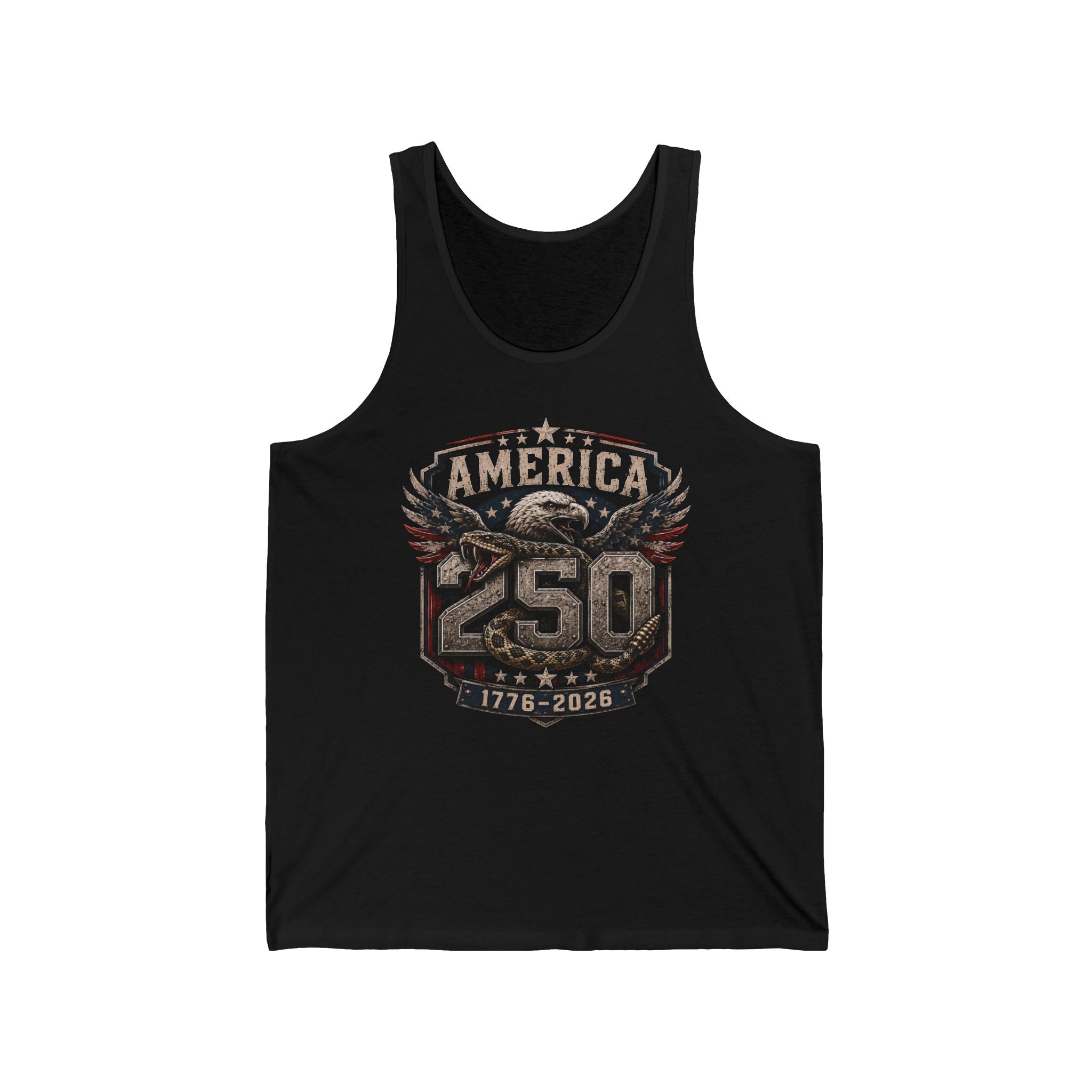 Eagle Emblem America 250 1776 2026 Distressed Patriotic Basic Tank Top - Unisex