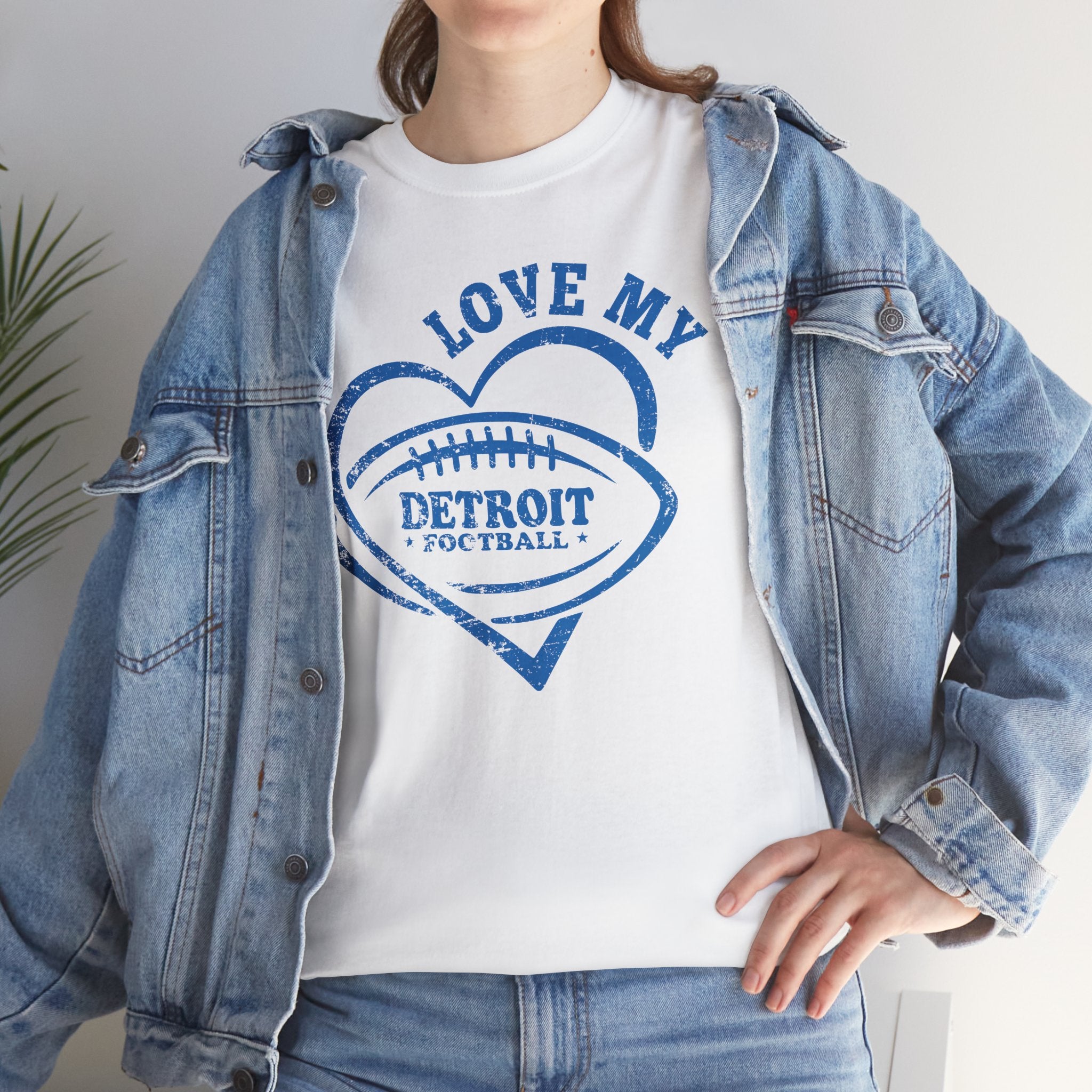 Love Detroit Football Blue Basic T-Shirt - Unisex