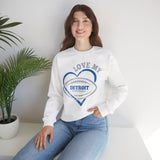 Love Detroit Football Blue & Gray Crewneck Sweatshirt - Unisex