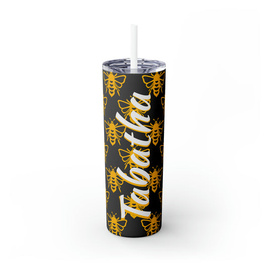 Bees Personalized Skinny Steel Tumbler with Straw, 20oz