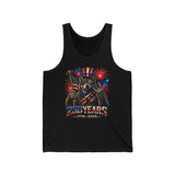 Wolf Flag Fireworks 250th Anniversary Funny Patriotic Grunge Basic Tank Top - Unisex