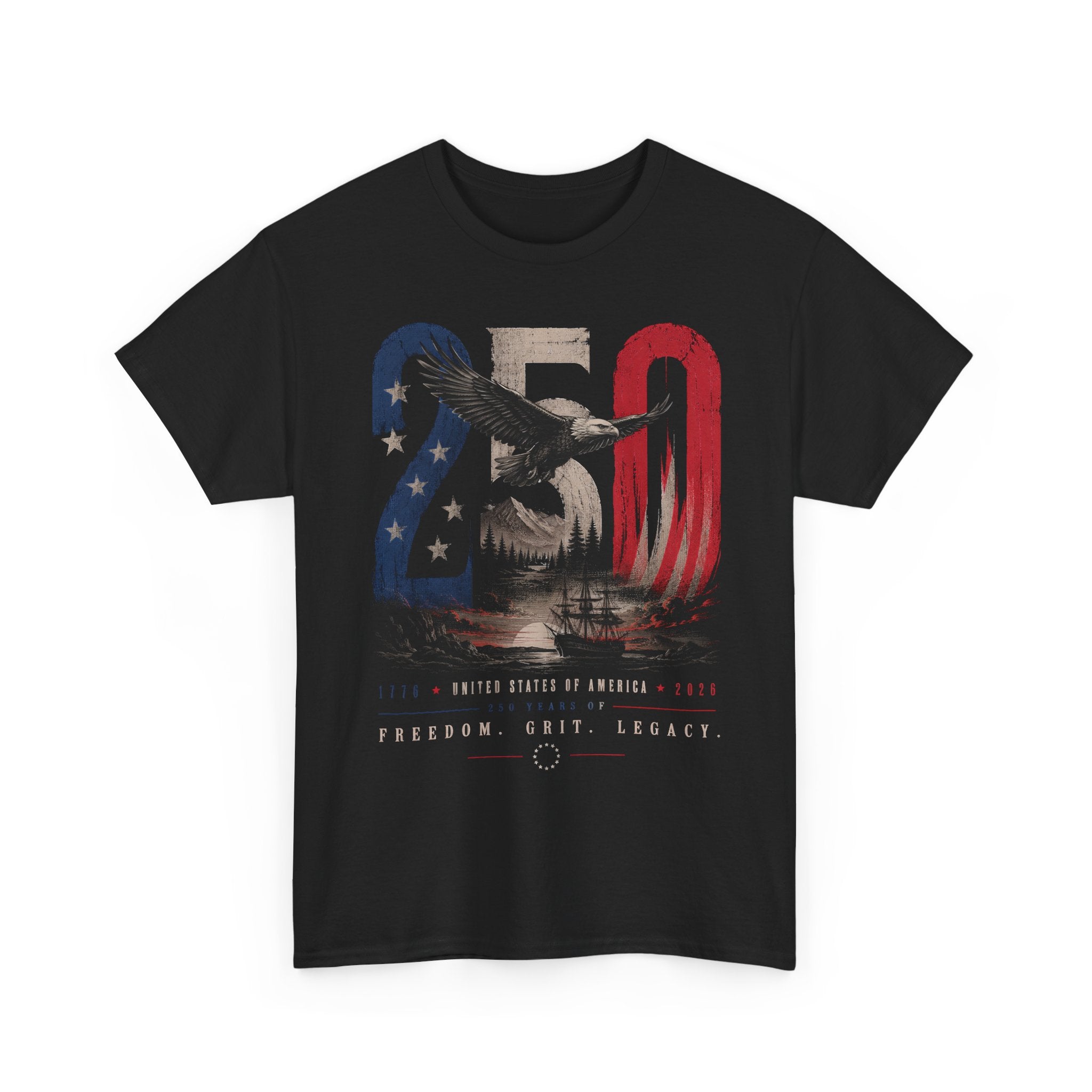 Bald Eagle Monument USA 250 Anniversary Distressed Patriotic Basic T-Shirt - Unisex