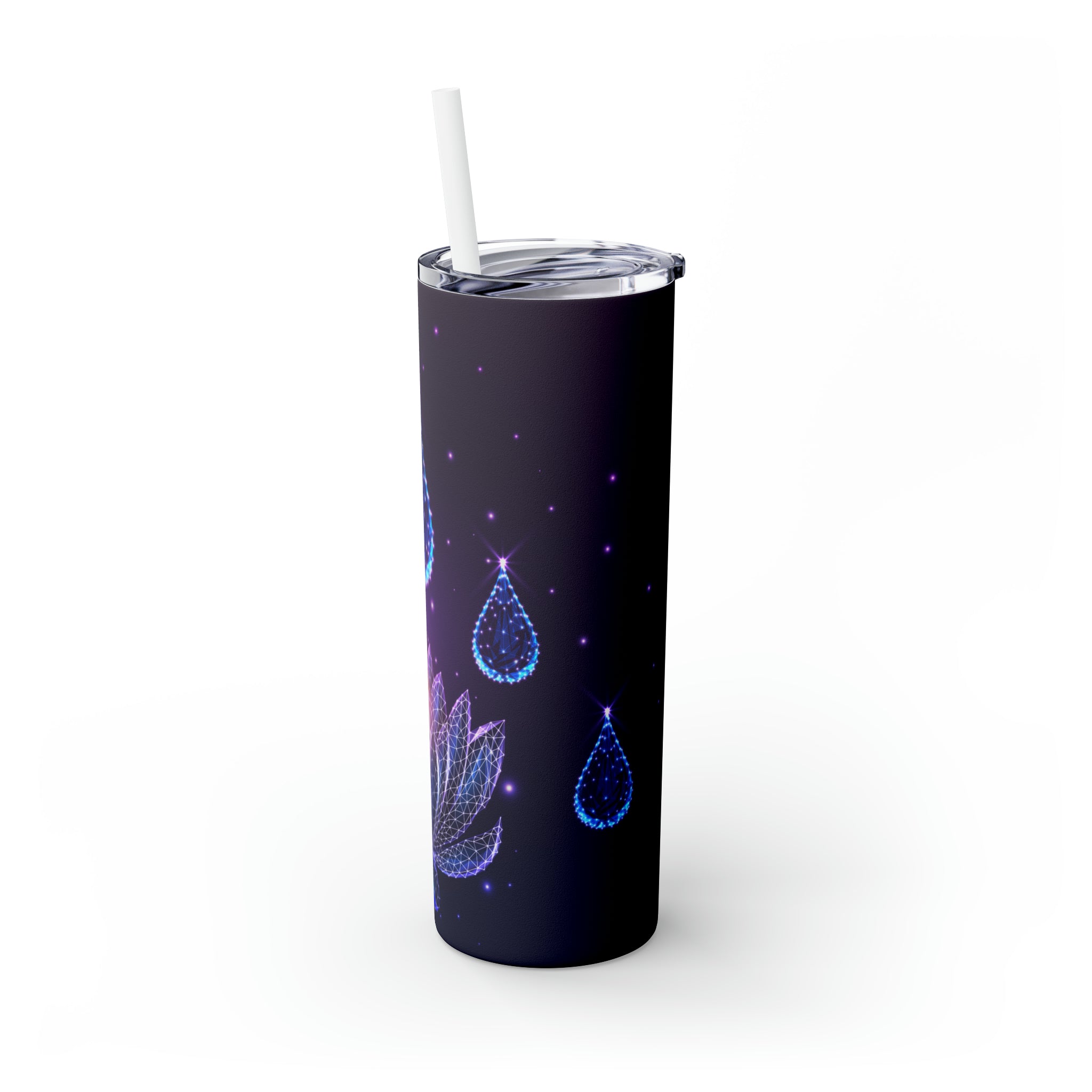 Lotus Drop Skinny Steel Tumbler with Straw, 20oz