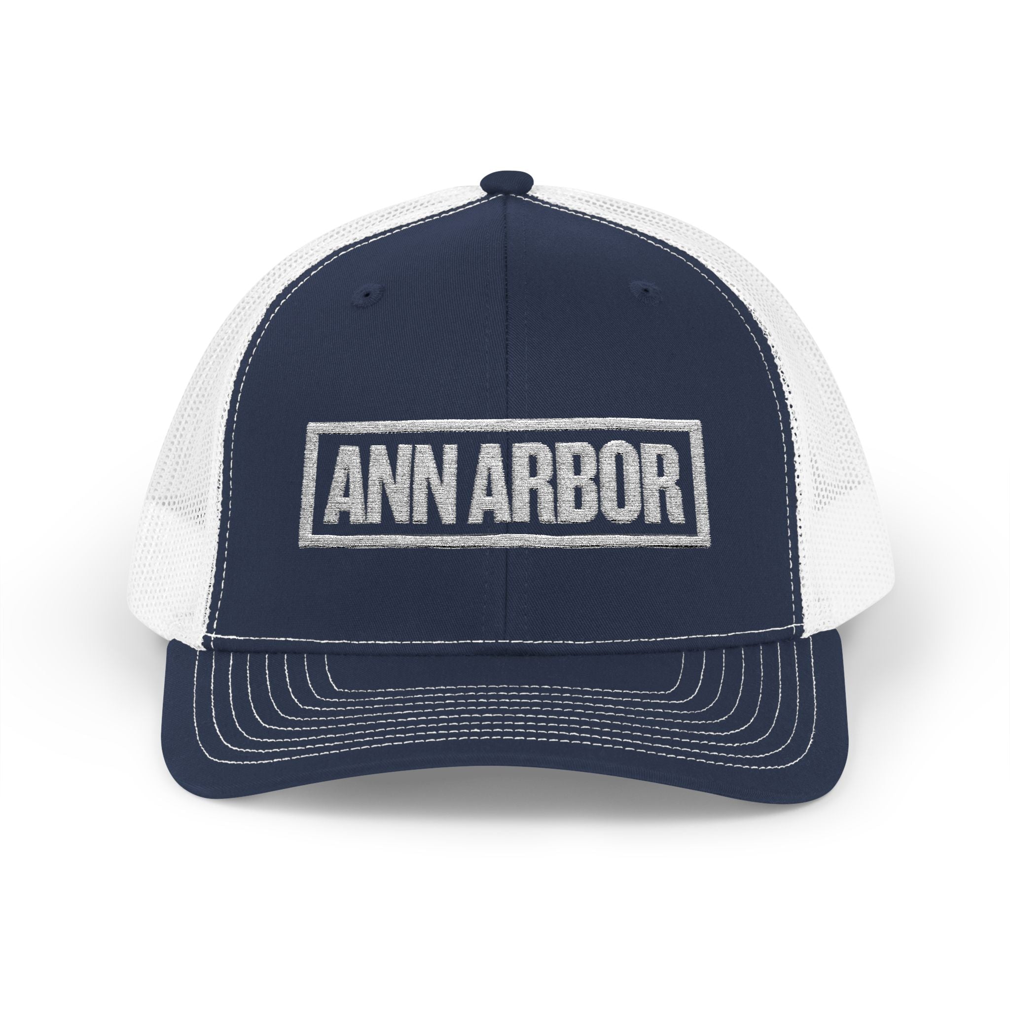 Ann Arbor Bold & Square White Embroidery Trucker Cap
