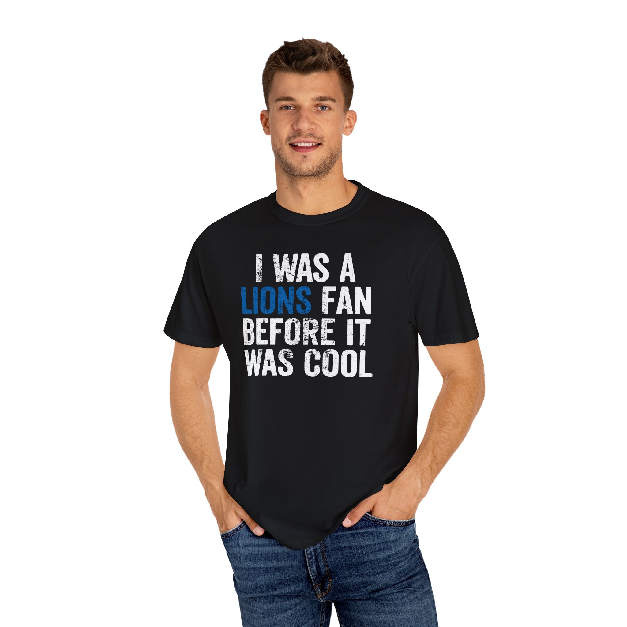 I Was a Lions Before It Was Cool Blue & White Premium T-Shirt - Unisex