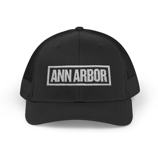 Ann Arbor Bold & Square White Embroidery Trucker Cap