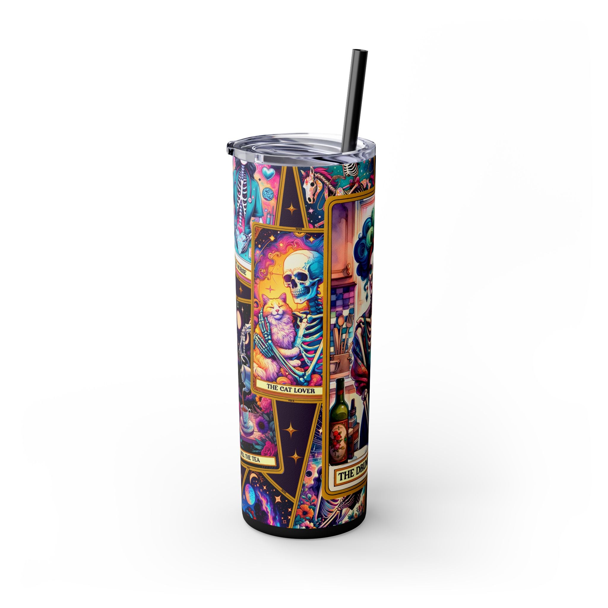 The Drunk Housewife 1 Skinny Steel Tumbler with Straw, 20oz