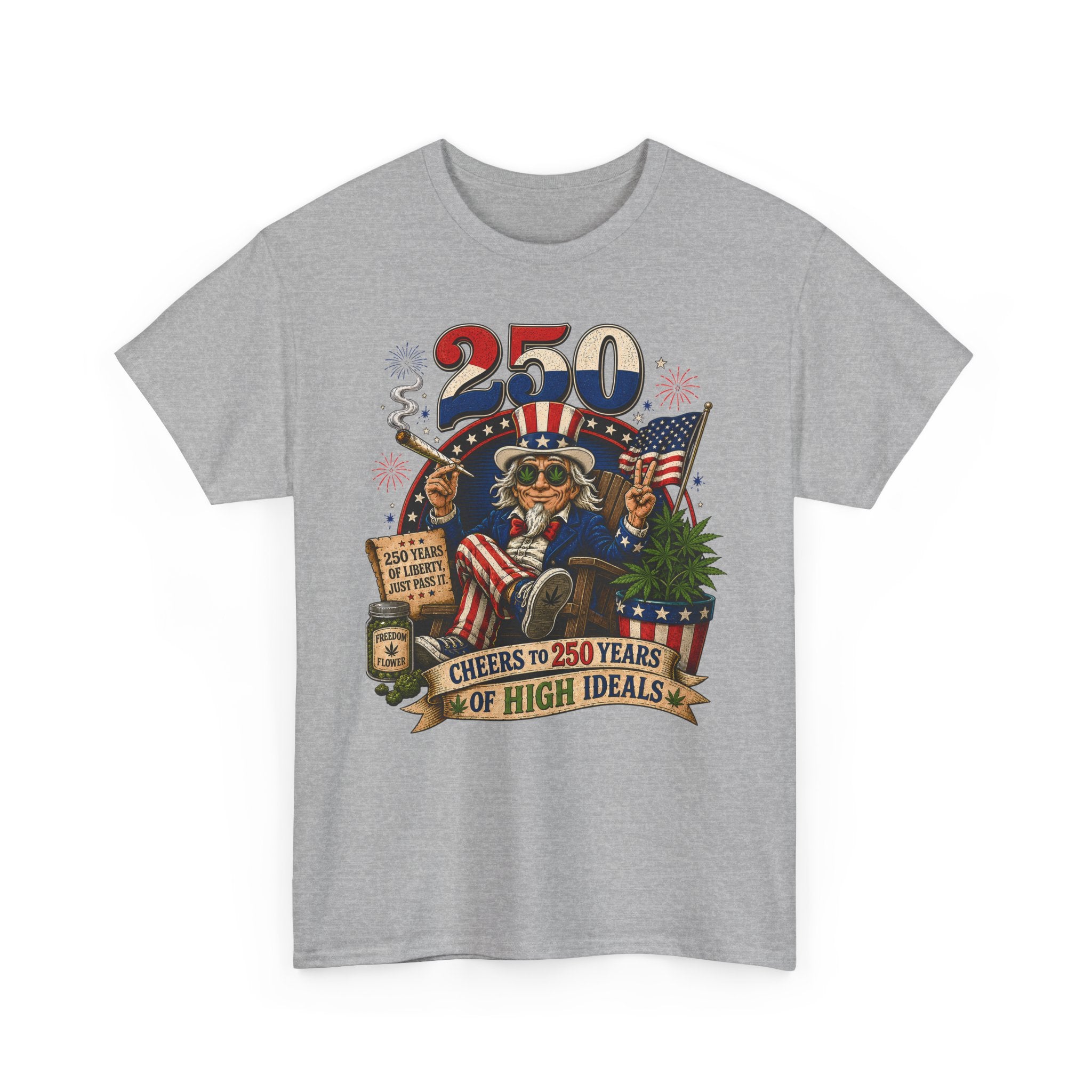 Funny Uncle Sam Weed 250th Anniversary Patriotic Basic T-Shirt - Unisex