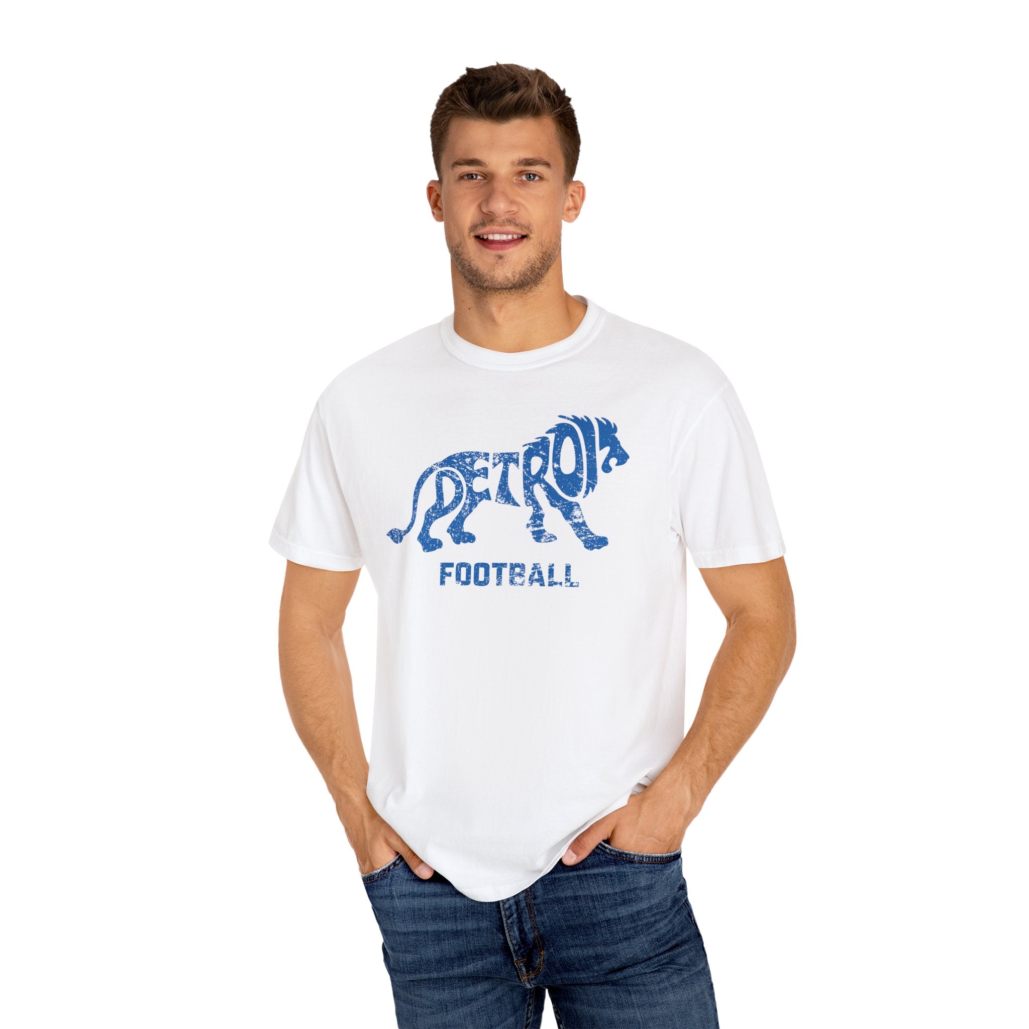 Detroit Football Lion Blue Premium T-Shirt - Unisex