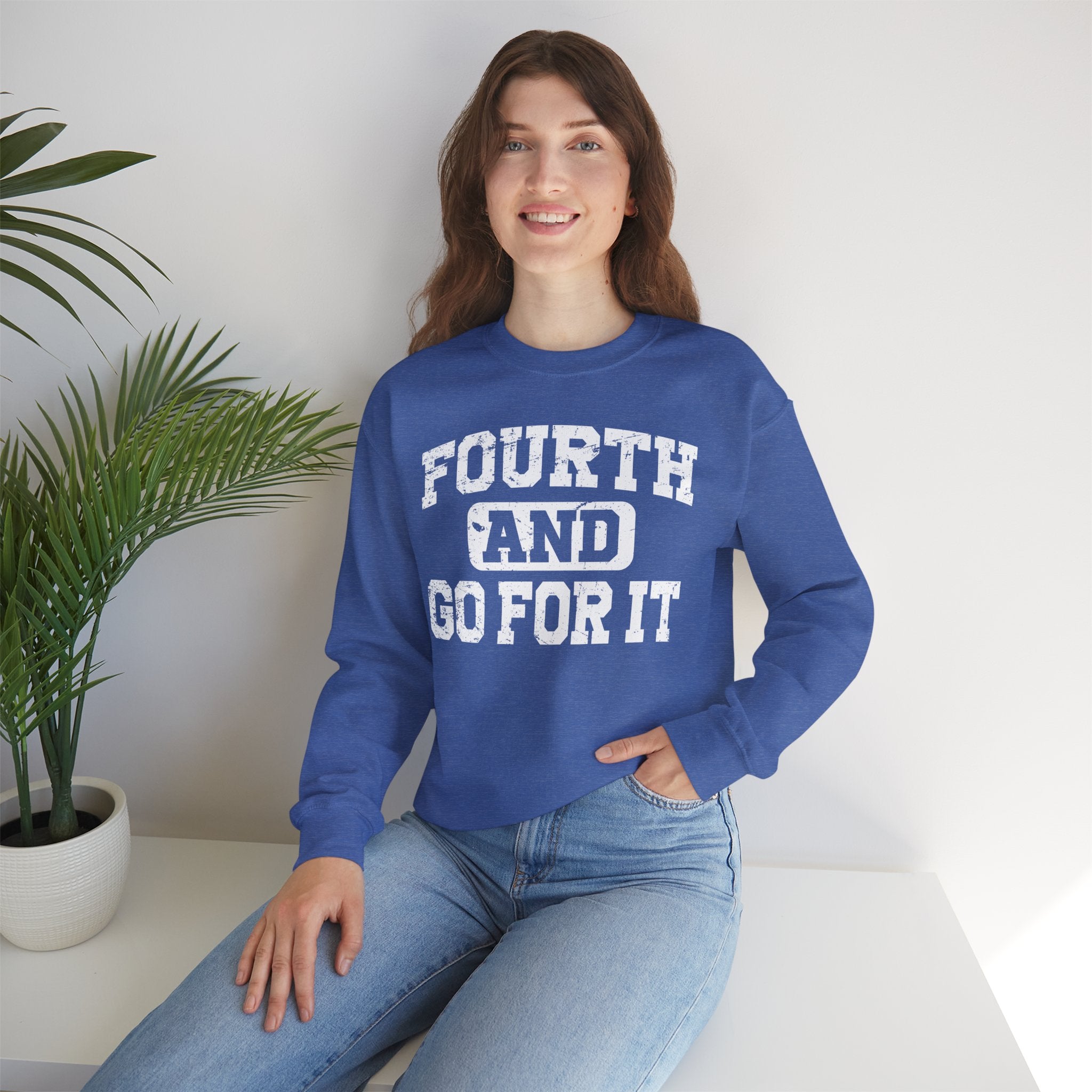 Fourth and Go For It White Crewneck Sweatshirt - Unisex