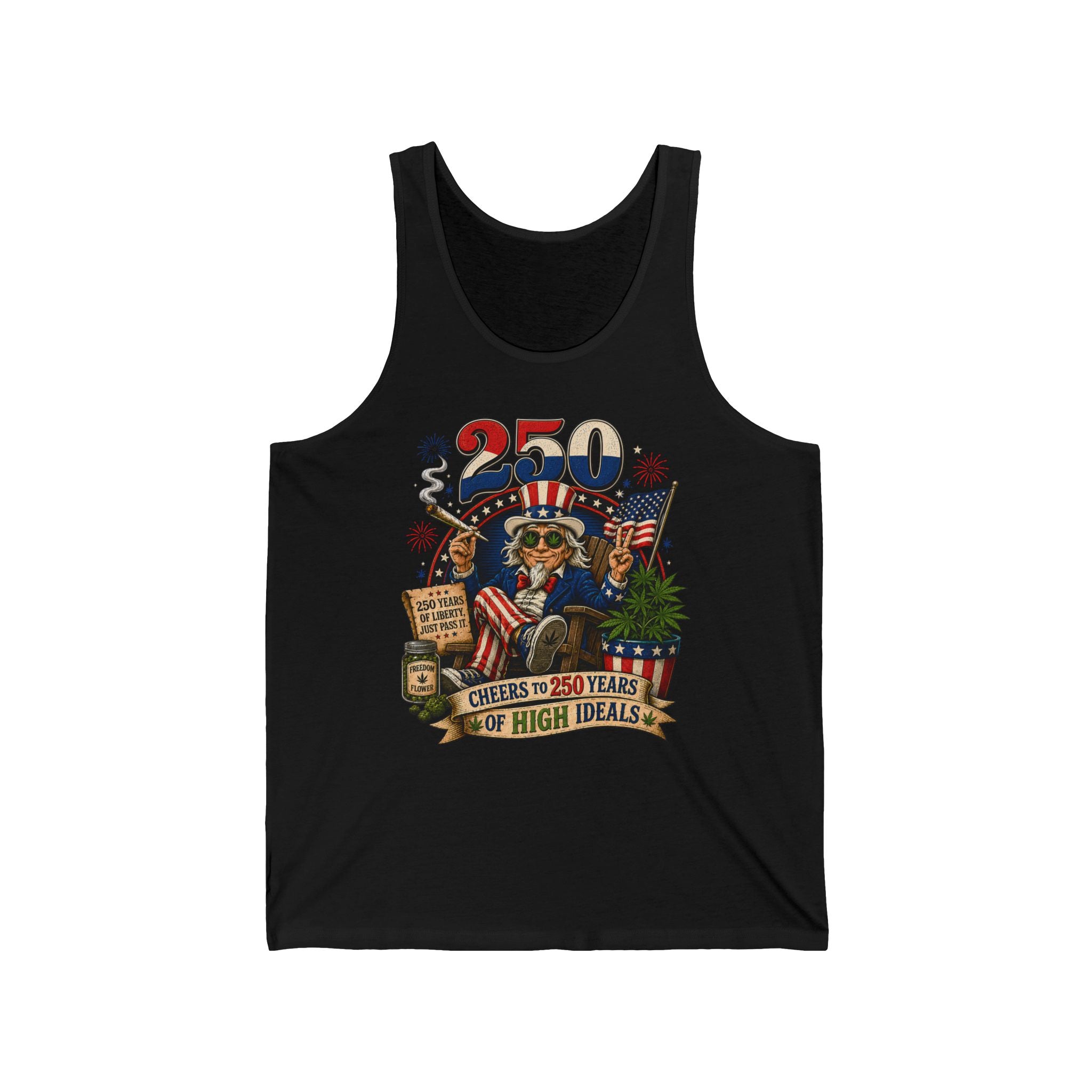 Funny Uncle Sam Weed 250th Anniversary Patriotic Basic T-Shirt - Unisex