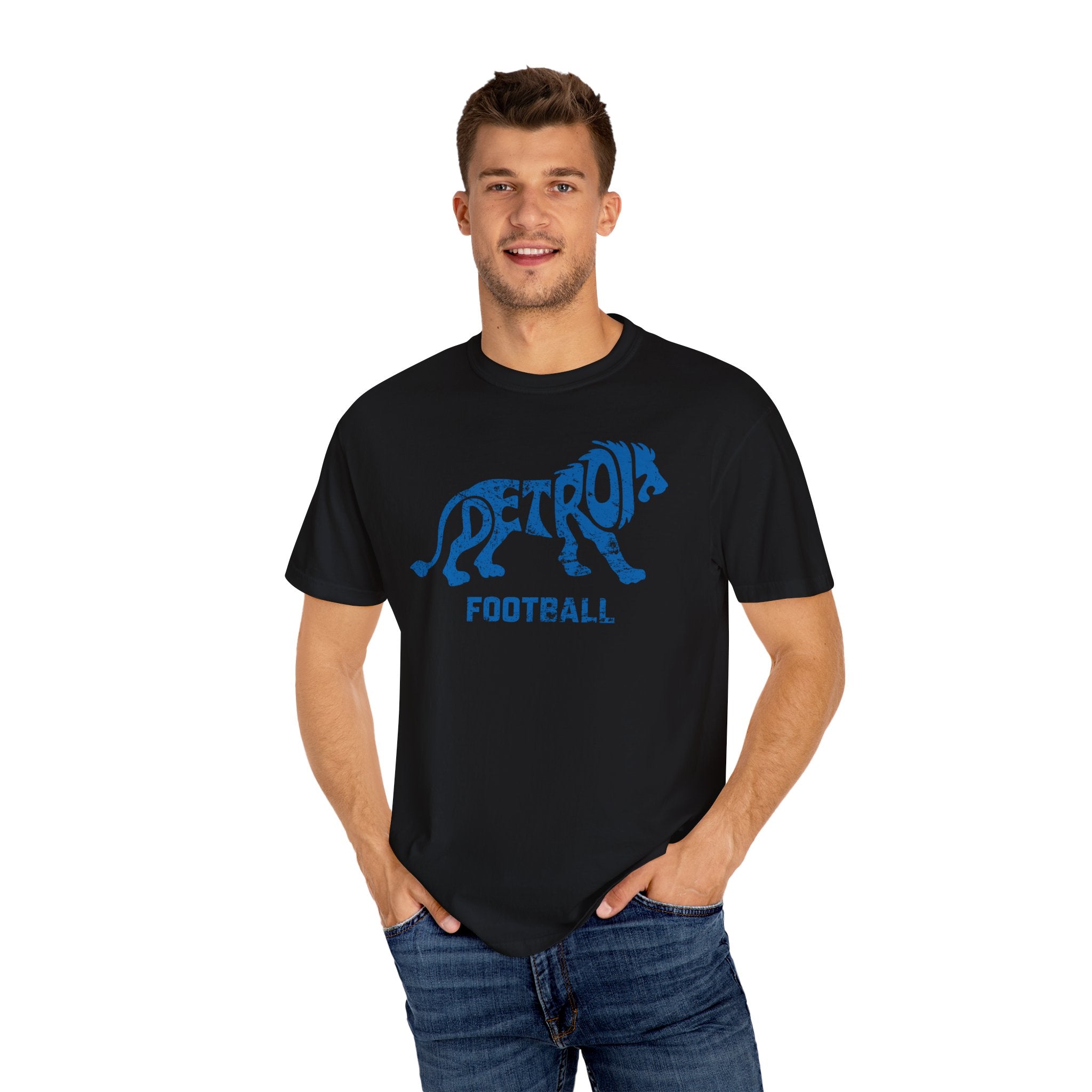 Detroit Football Lion Blue Premium T-Shirt - Unisex