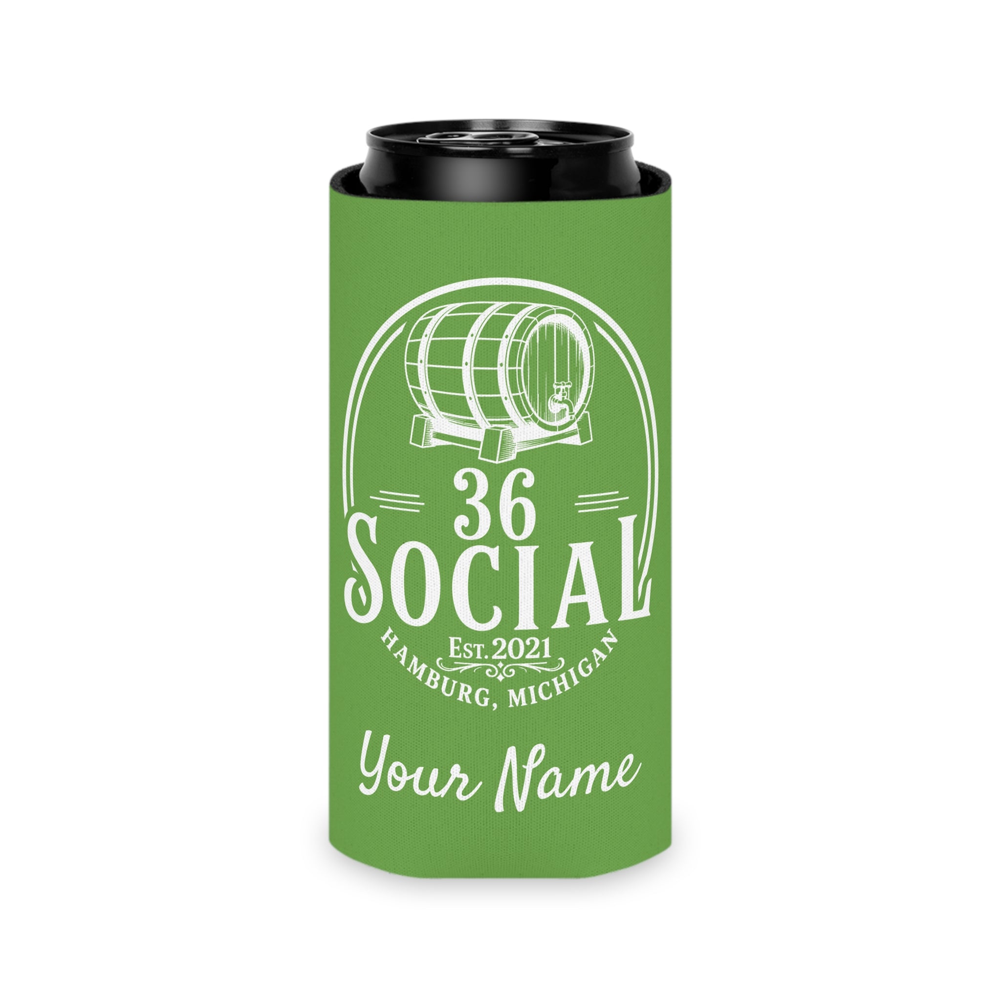 36 Social Logo 2 SL Can Cooler - Skinny - Green (Satisfy)