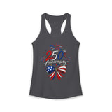 Ribbon Bow 250th Anniversary 1776 2026 Patriotic Americana Basic Racerback Tank Top - Women's