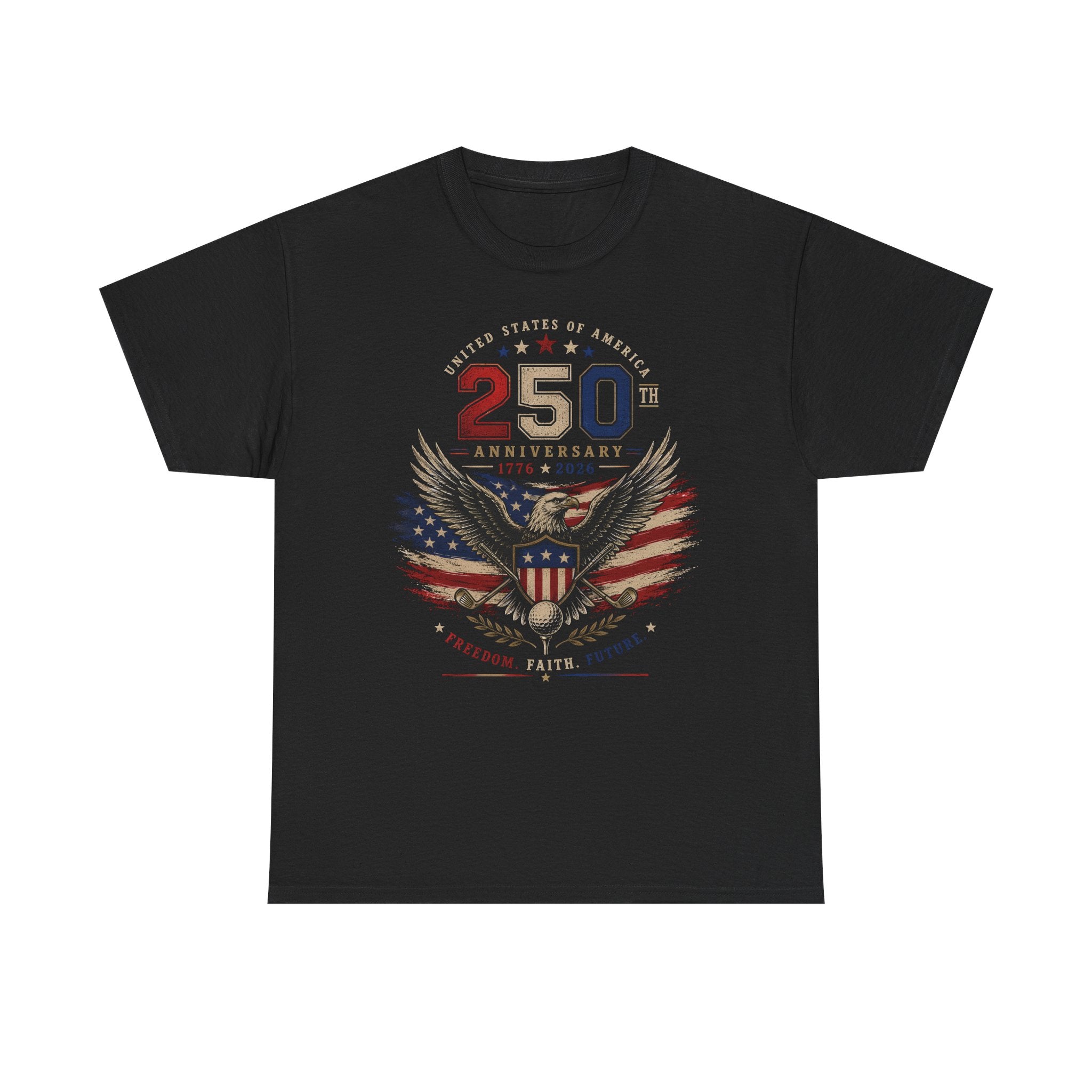 Eagle Wings Shield 250th Anniversary Distressed Patriotic Americana Basic T-Shirt - Unisex