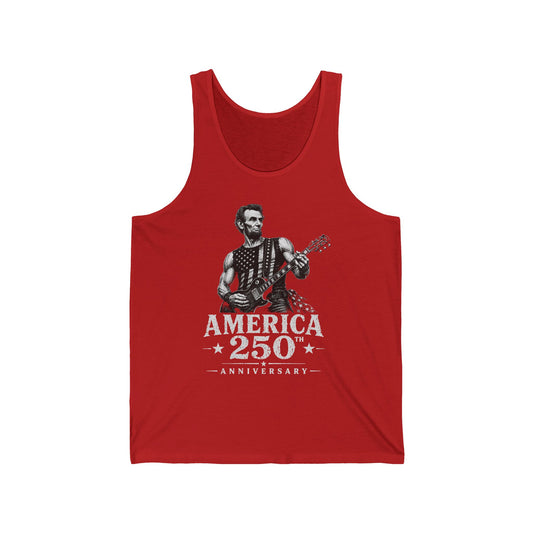 Mustache Guitar Hero America 250 Distressed Patriotic Grunge Basic Tank Top - Unisex