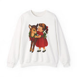 Girl Hugging Fawn Crewneck Sweatshirt - Unisex