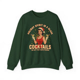 Holiday Spirit In A Glass Cocktails Crewneck Sweatshirt - Unisex