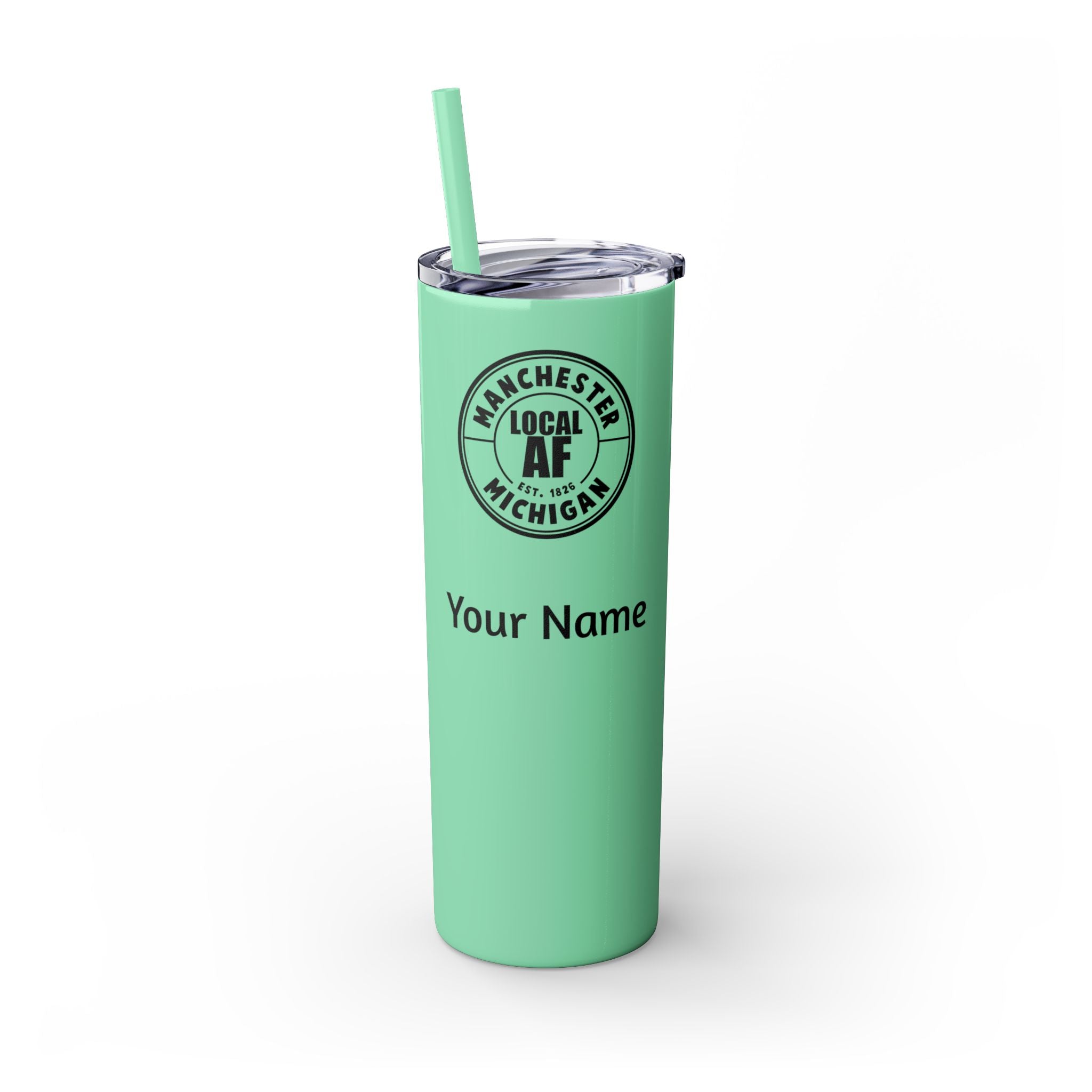 Manchester Local AF Skinny Steel Tumbler with Straw - 20oz
