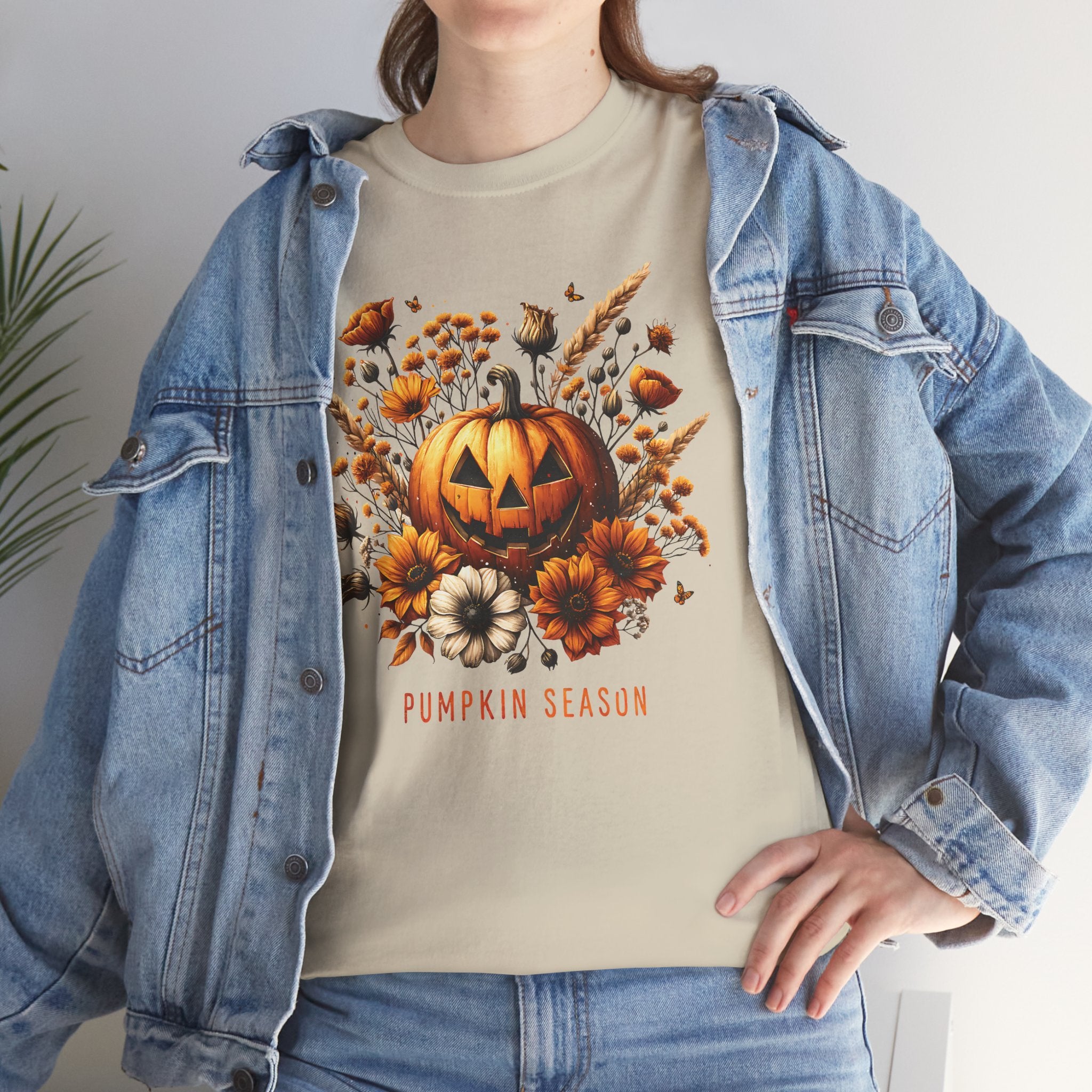 Pumpkin Season Flowers Basic T-Shirt - Unisex