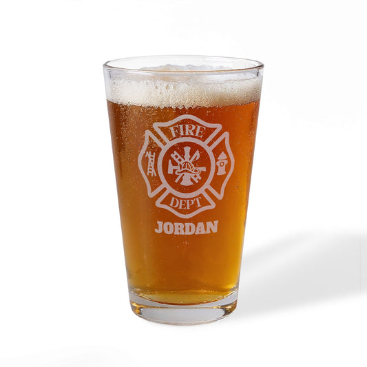Fire Department Name Personalized Engraved 16oz Pint Mixing Glass