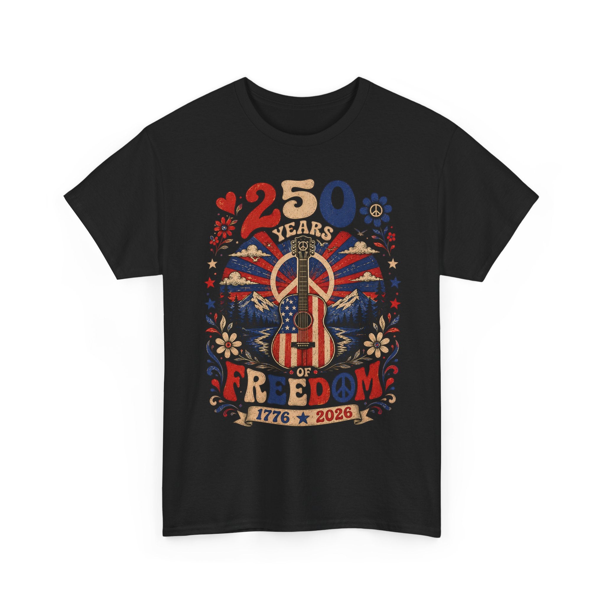 Peace Guitar Freedom 250th Anniversary Retro Americana USA 250 Basic T-Shirt - Unisex