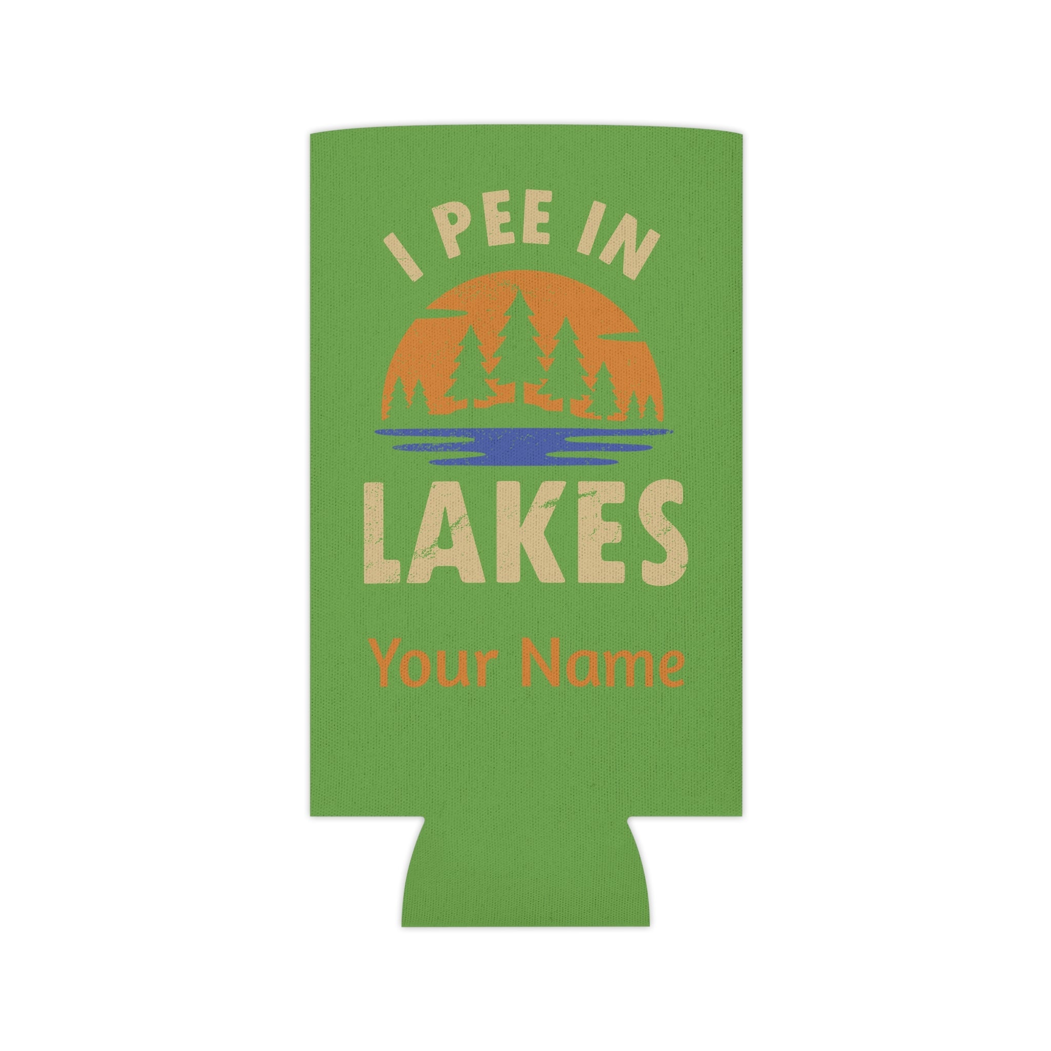 Can Cooler - Skinny - I Pee In Lakes Retro Sun