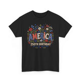 Floral America Birthday 250th Anniversary Patriotic Americana Basic T-Shirt - Unisex