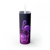 Flamingo Lotus Skinny Steel Tumbler with Straw, 20oz