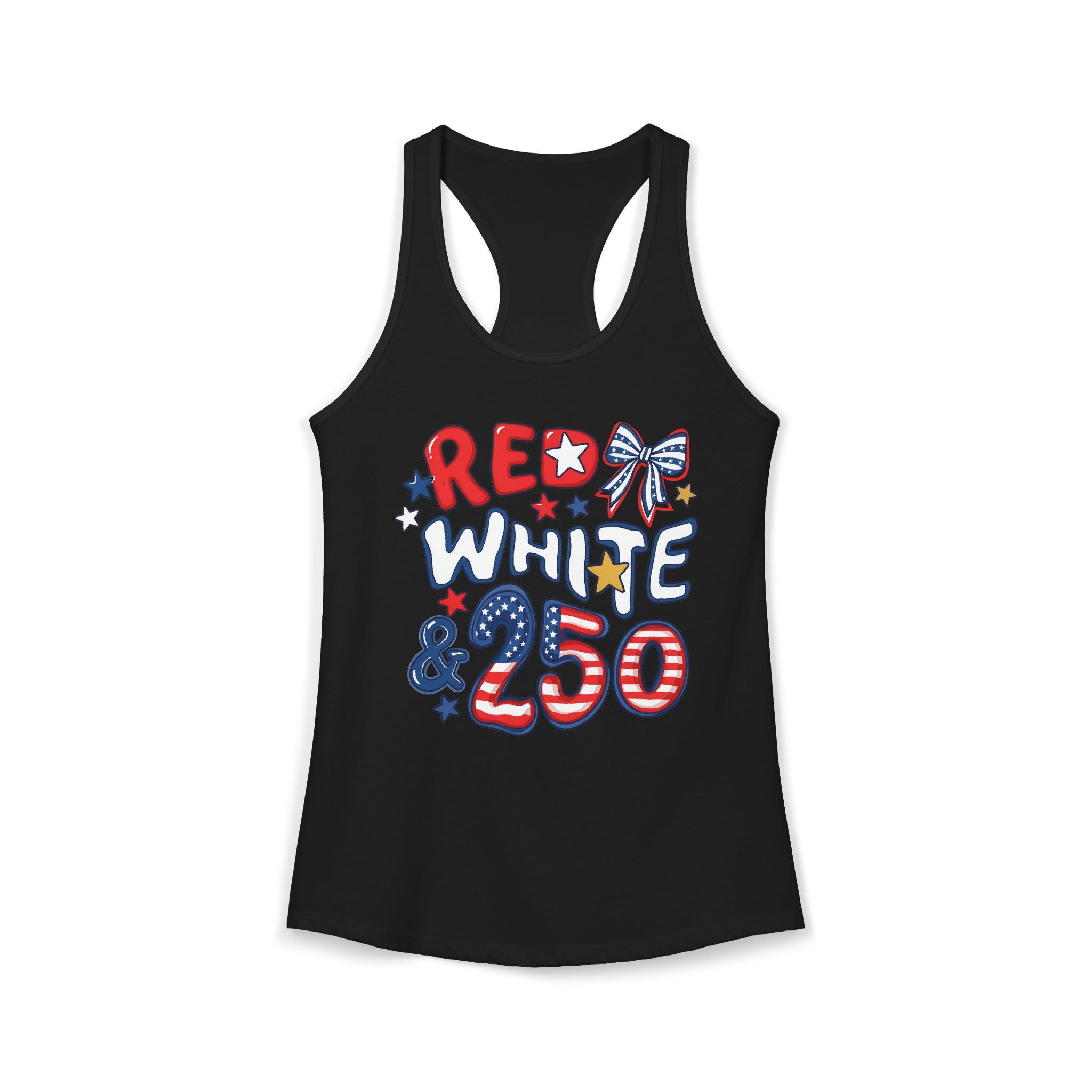 Red White Blue Bow 250 Anniversary Patriotic Americana Basic Racerback Tank Top - Women's