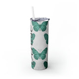 Butterflies Personalized Skinny Steel Tumbler with Straw, 20oz