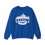 Detroit Football Skyline White Crewneck Sweatshirt - Unisex