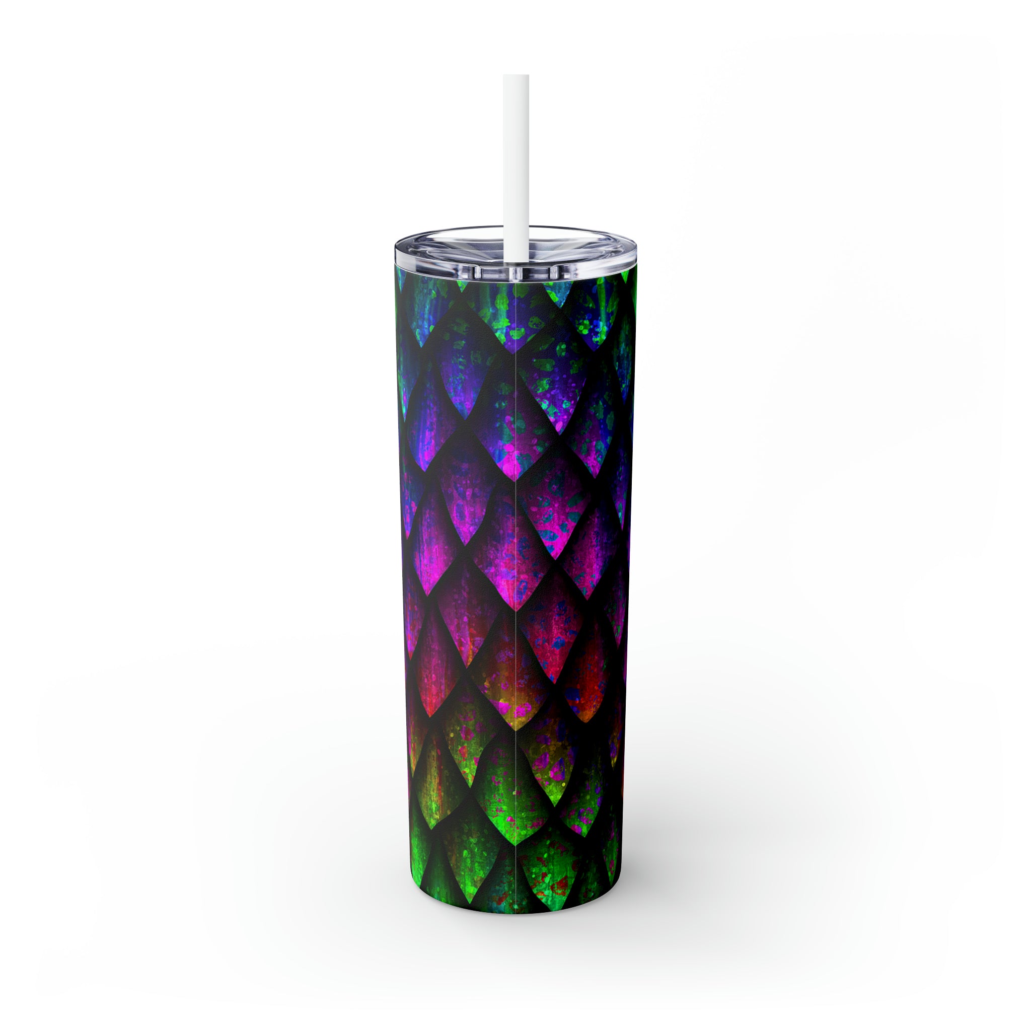 Dragon Scales Skinny Steel Tumbler with Straw, 20oz