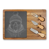 Michigan Winter Warrior Engraved Charcuterie Board with Slate Inset & 3 Cheese Knives