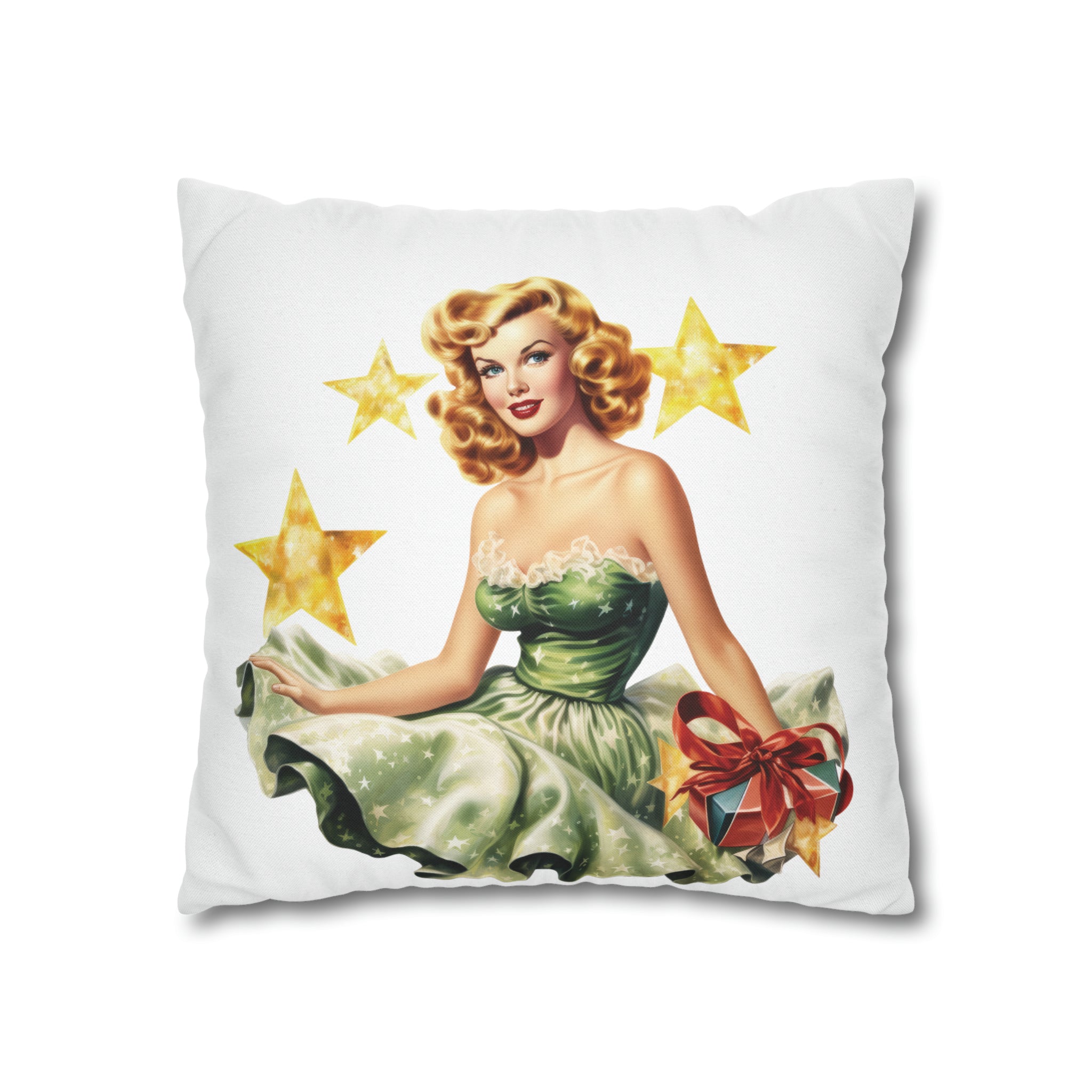 Pin Up Girl Christmas 3 Square Pillow Case