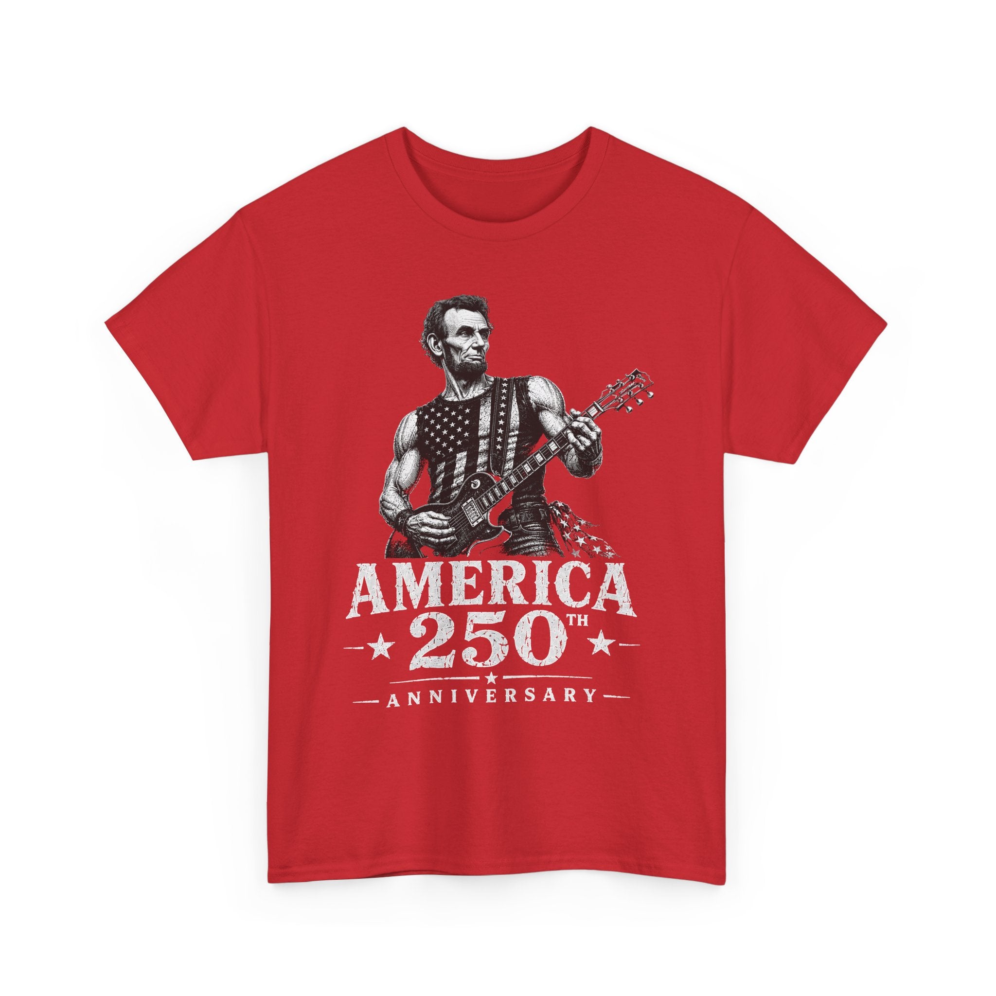 Mustache Guitar Hero America 250 Distressed Patriotic Grunge Basic T-Shirt - Unisex