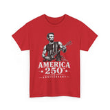 Mustache Guitar Hero America 250 Distressed Patriotic Grunge Basic T-Shirt - Unisex