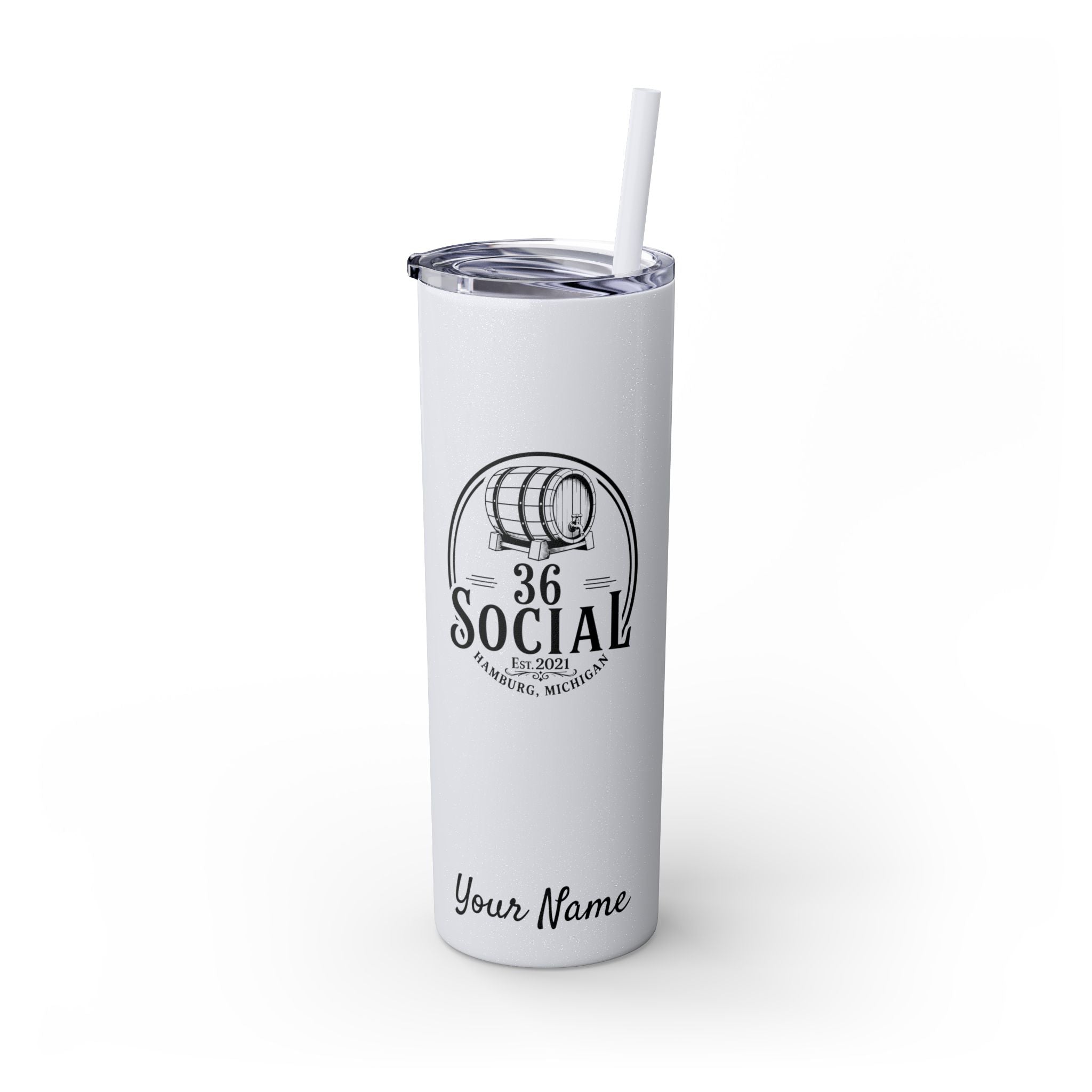 Skinny Steel Tumbler with Straw - 20oz - 36 Social