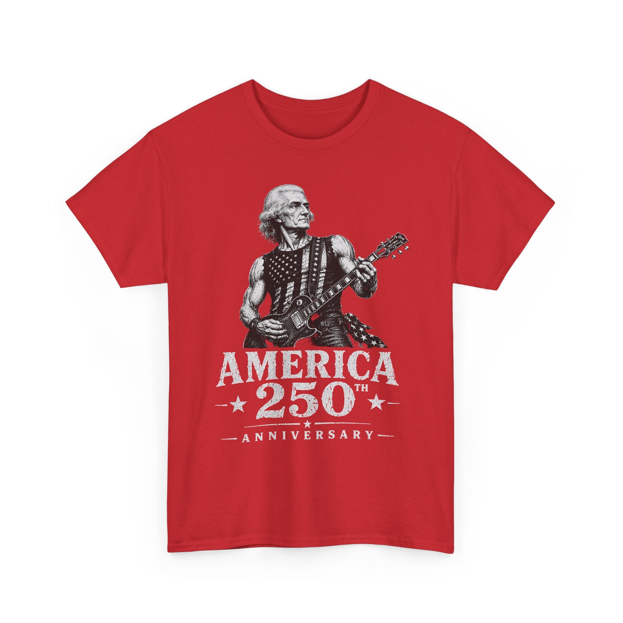 Rock Guitar Soldier America 250 Distressed Patriotic Grunge Basic T-Shirt - Unisex