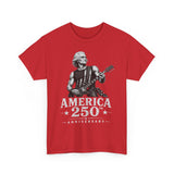 Rock Guitar Soldier America 250 Distressed Patriotic Grunge Basic T-Shirt - Unisex