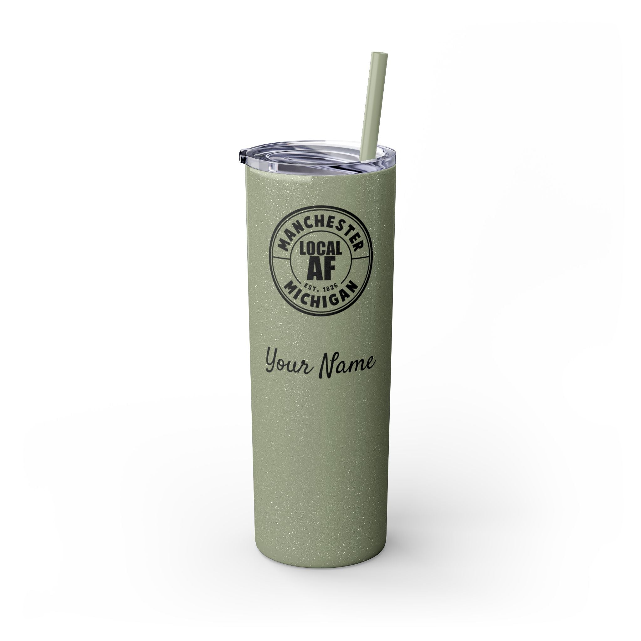 Manchester Local AF Skinny Steel Tumbler with Straw - 20oz