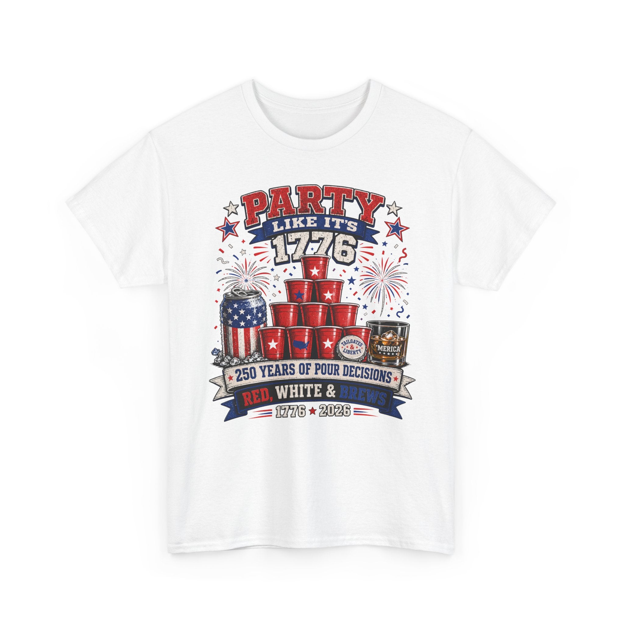 Funny Red Cup Party 1776 2026 Patriotic Americana Basic T-Shirt - Unisex