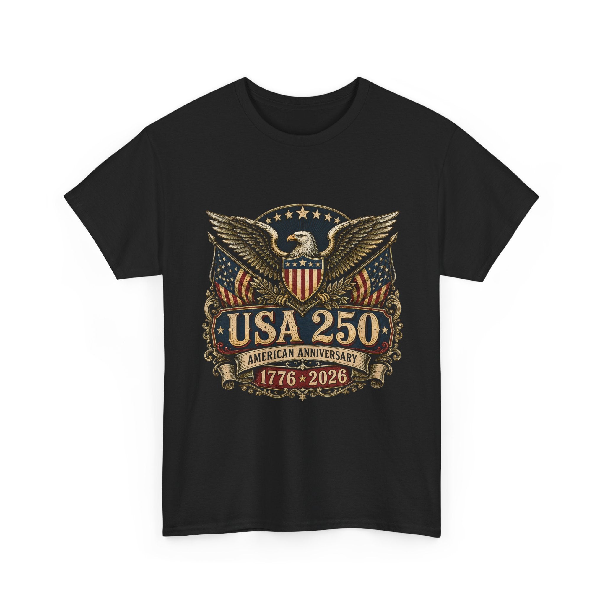 Ornate Eagle Shield USA 250 Anniversary Vintage Americana Basic T-Shirt - Unisex