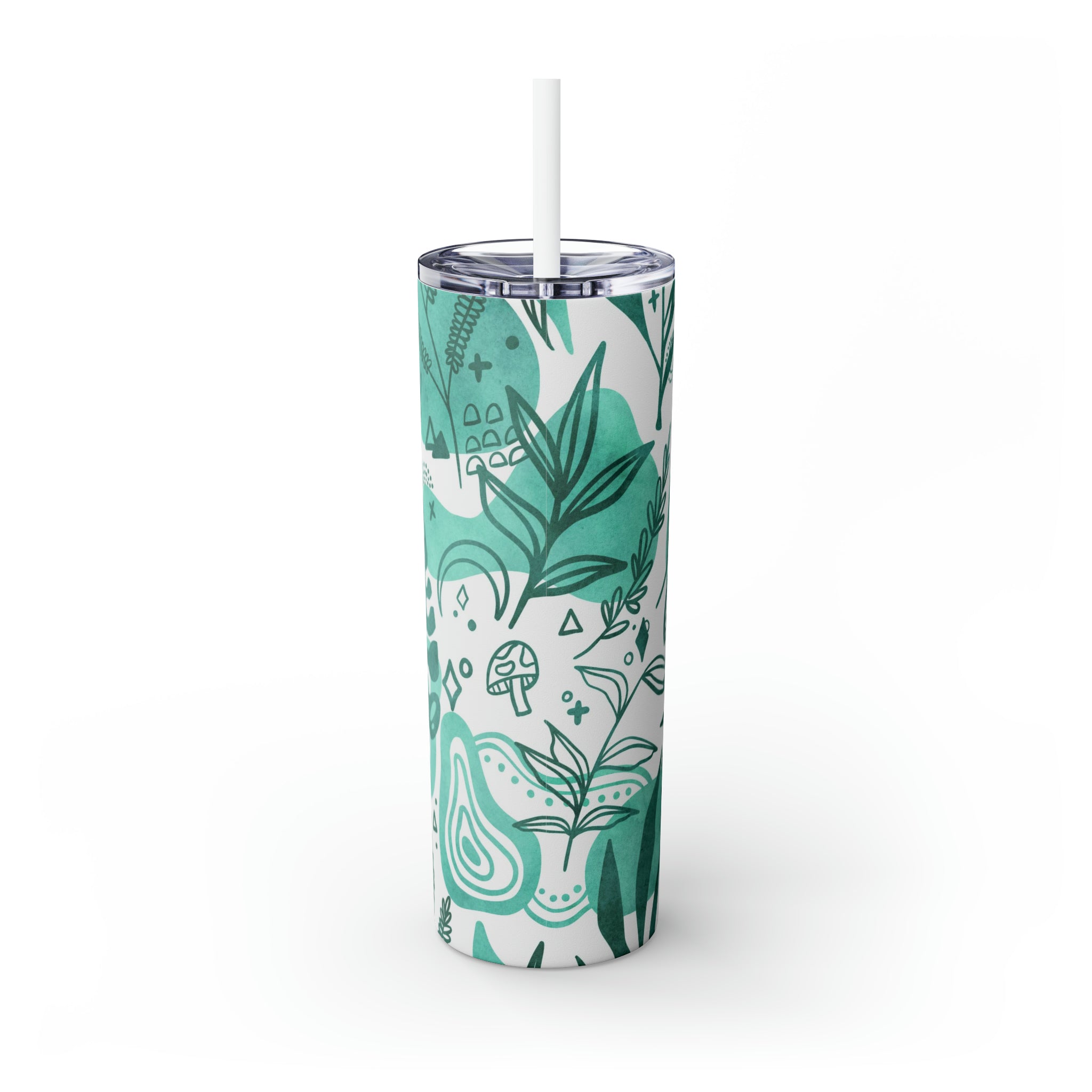 Tropical Personalized Skinny Steel Tumbler with Straw, 20oz