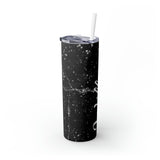 Black Marble Personalized Skinny Steel Tumbler with Straw, 20oz