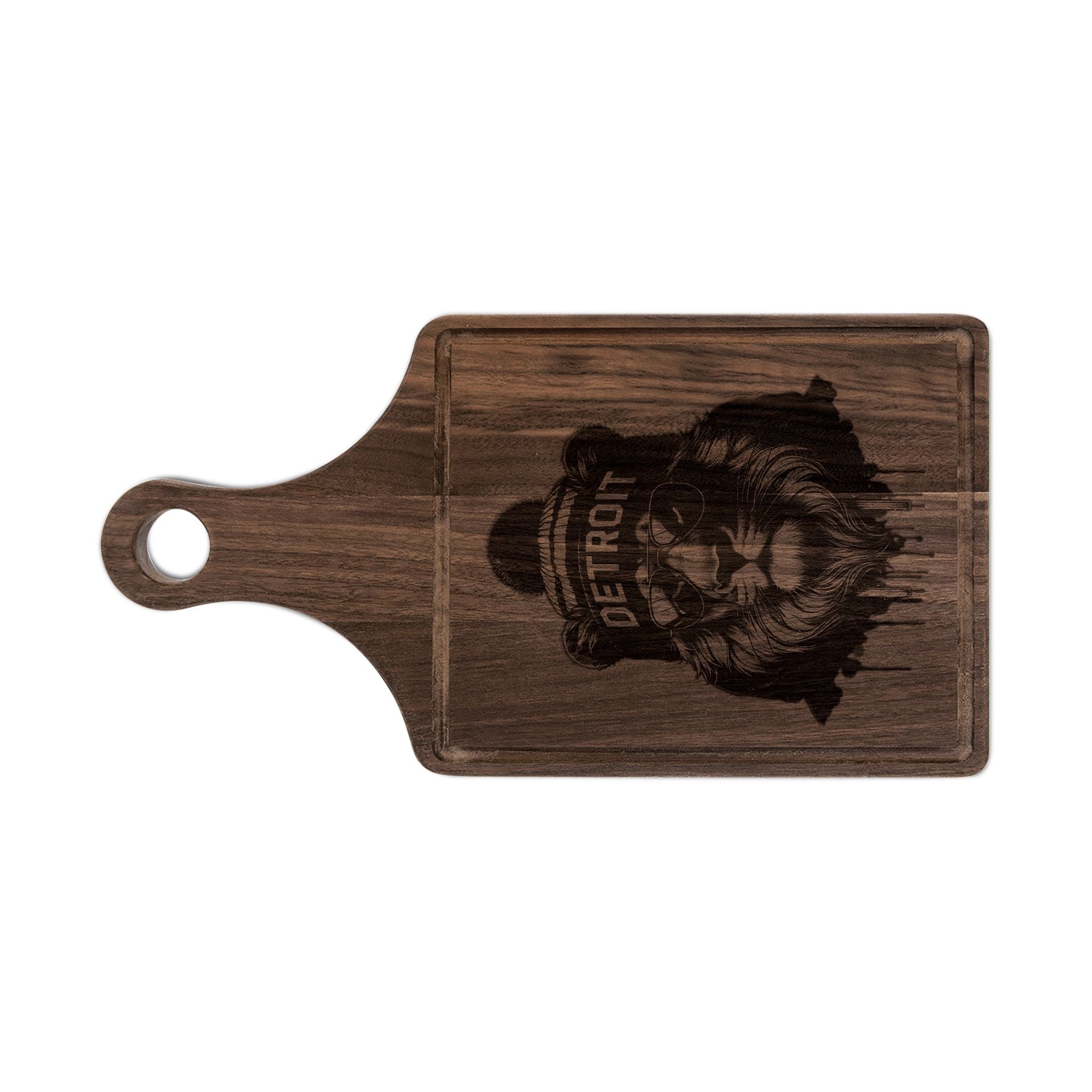 Lion Winter Engraved Wooden Cutting Board Paddle w Handle
