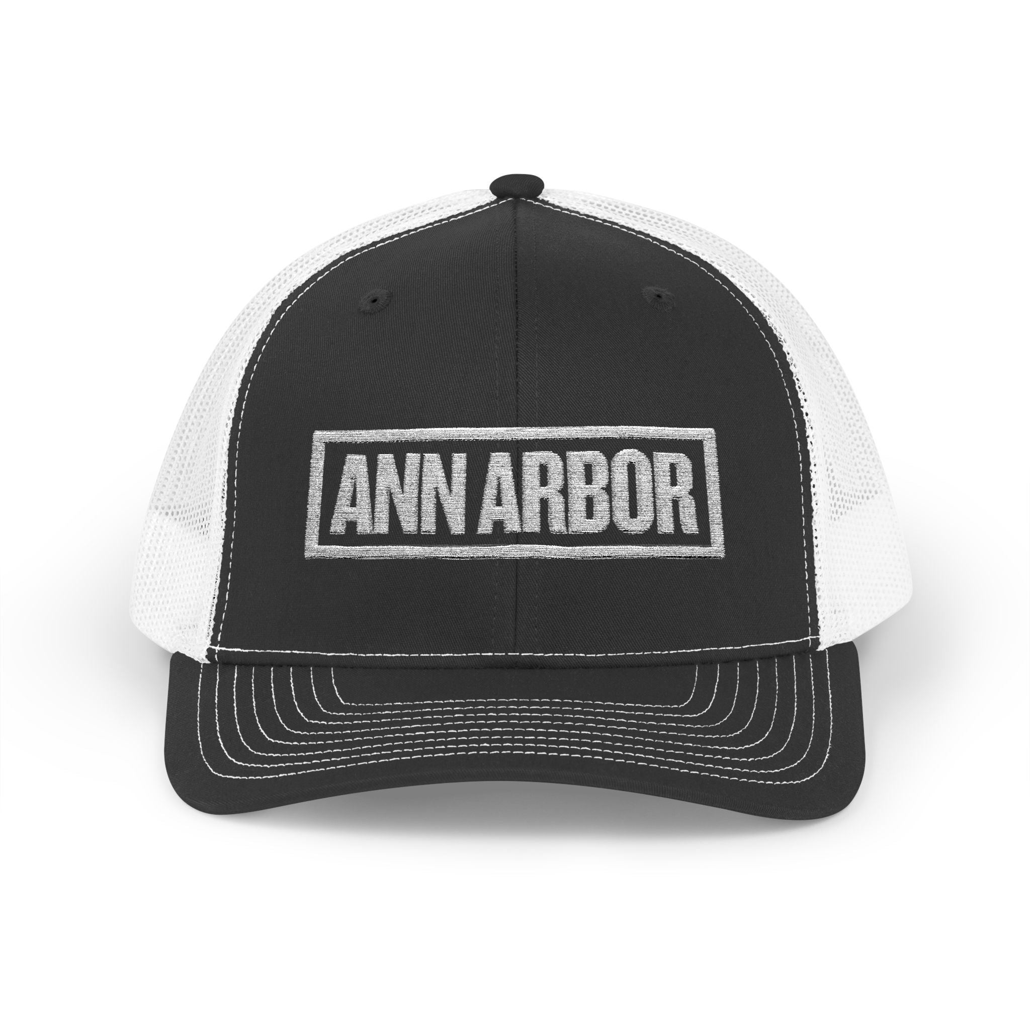 Ann Arbor Bold & Square White Embroidery Trucker Cap