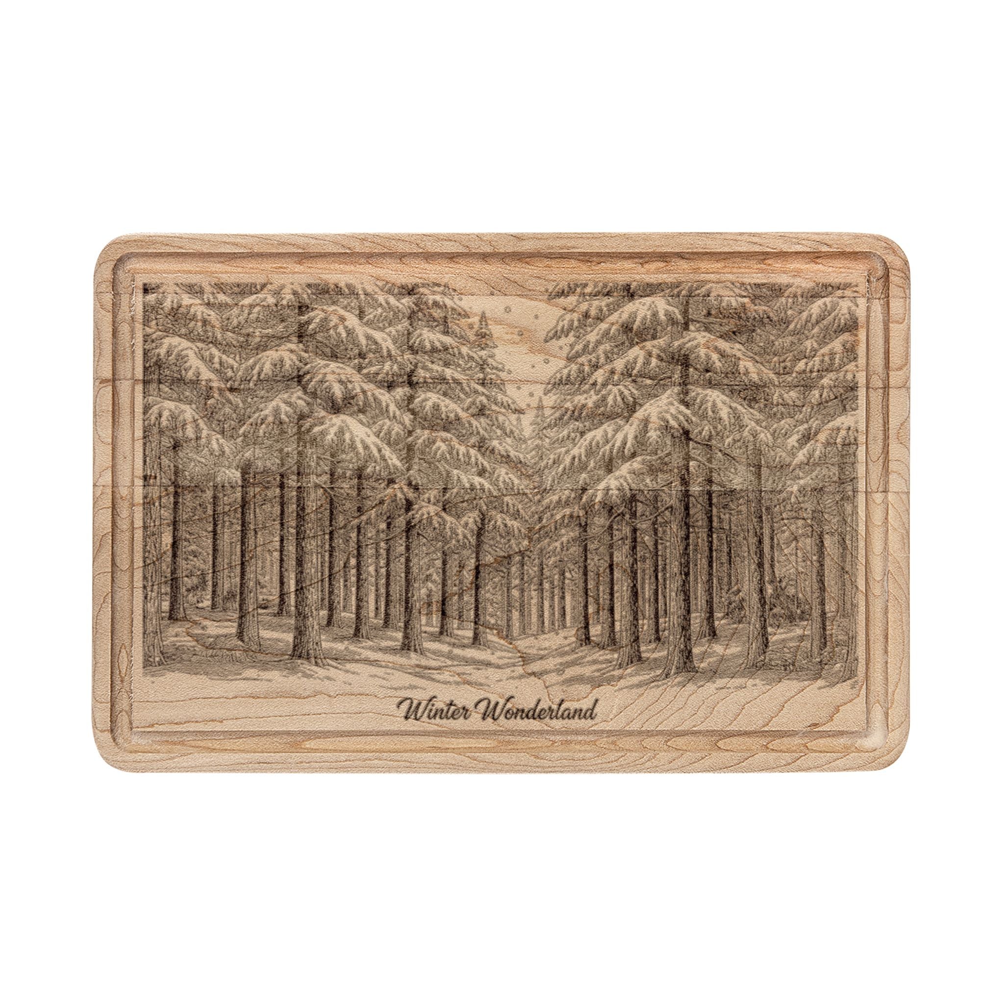 Winter Wonderland Forest Engraved Wooden Cutting Board