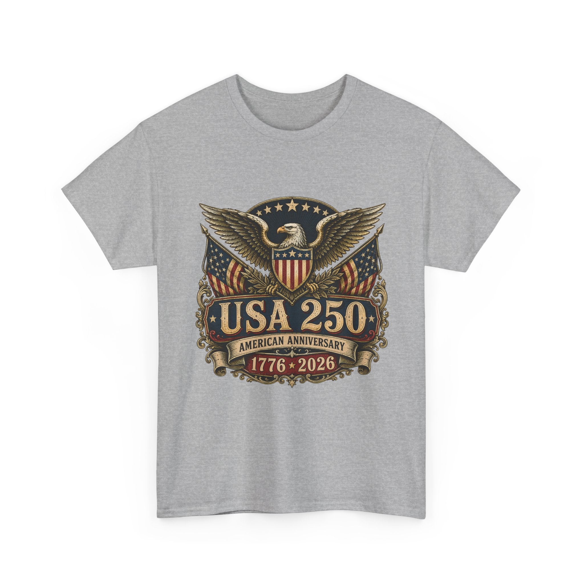 Ornate Eagle Shield USA 250 Anniversary Vintage Americana Basic T-Shirt - Unisex